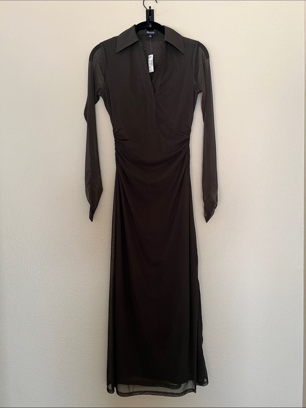 Madewell olive green/almost brown Long-Sleeve Collared Maxi Dress